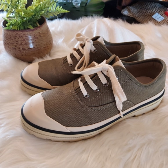 ZARA Olive Green Canvas Wedge Sneakers. - Picture 3 of 11